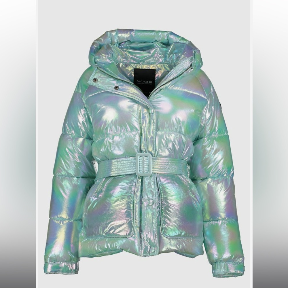 Noize Iridescent Mint Puffer Coat - Picture 2 of 5